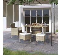 vidaXL 4-tlg. Set de hotte de jardin et d'hochet Poly Rattan Grau