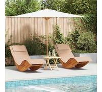 vidaXL Set de chaises longues de jardin en bois 2 pièces beige