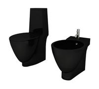 vidaXL Set de cuvette et bidet céramique Noir
