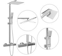 vidaXL Set de douche à double pommeau avec thermostat acier inoxydable