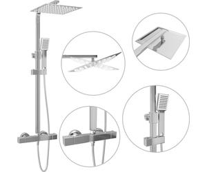 vidaXL Set de douche à double pommeau avec thermostat acier inoxydable