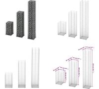 vidaXL Set de gabions 3 pcs. fil de fer galvanisé - Panier de gabion - Paniers de gabion - Mur de gabion - Murs de gabion