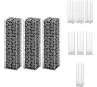 vidaXL Set de gabions 3 pcs. fil galvanisé 25×25×100 cm - panneaux de clôture