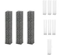 vidaXL Set de gabions 3 pcs. fil galvanisé 25×25×150 cm - panneaux de clôture