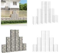 vidaXL Set de gabions 6 pcs. fil de fer galvanisé - Panier de gabion - Paniers de gabion - Mur de gabion