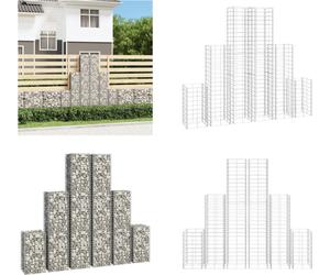 vidaXL Set de gabions 6 pcs. fil de fer galvanisé - Panier de gabion - Paniers de gabion - Mur de gabion