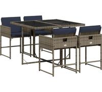 vidaXL Set de jardin à manger 5 pièces avec coussins, gris, polyrattan