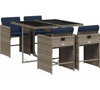 vidaXL Set de jardin à manger 5 pièces avec coussins, gris, polyrattan