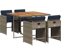 vidaXL Set de jardin à manger 5 pièces avec coussins, gris, polyrattan