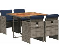 vidaXL Set de jardin à manger 5 pièces avec coussins, gris, polyrattan