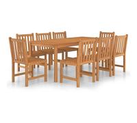vidaXL Set de jardin à manger 9 pièces 180 x 90 cm teck massif