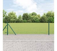 Vidaxl Set De Poteaux De Clôture 7 Pièces Vert Acier Galvanisé