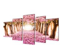 vidaXL Set de toiles murales imprimées Cerisiers en fleurs 5x 100 x 50 cm Rose G