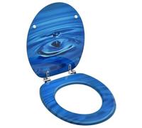 vidaXL Siège de Toilette avec Couvercle Cuvette Lunette de Toilette Abattant WC Salle de Bain Maison Intérieur MDF Bleu Gouttes d'Eau
