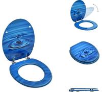 vidaXL Siège de toilette avec couvercle MDF bleu Design Goutte d'eau - Sièges de toilette