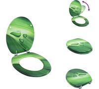vidaXL Siège de toilette avec couvercle MDF Vert Design Goutte d'eau - Sièges de toilette