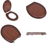 vidaXL Siège de toilette MDF Couvercle Design simple Marron - Siège de WC - Sièges de WC - Sièges de toilette