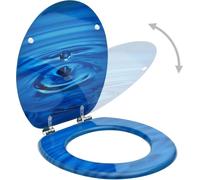 vidaXL Sièges de toilette avec couvercle 2 pcs. MDF Bleu Design Goutte d'eau