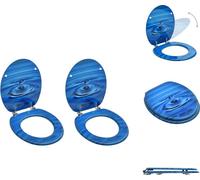 vidaXL Sièges de toilette avec couvercle 2 pcs. MDF Bleu Design Goutte d'eau - Sièges de toilette