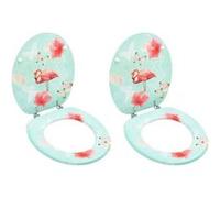 vidaXL Sièges de toilette avec couvercle MDF design flamant rose 2 pièces