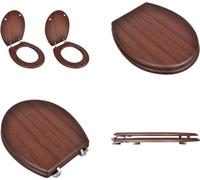 vidaXL Sièges de toilette avec couvercle 2 pcs. MDF Marron - Siège de WC - Sièges de WC - Sièges de WC