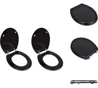 vidaXL Sièges de toilette avec couvercle 2 pcs. MDF Noir - Sièges de toilette