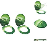 vidaXL Sièges de toilette avec couvercle 2 pcs. MDF Vert Design Goutte d'eau - Sièges de toilette
