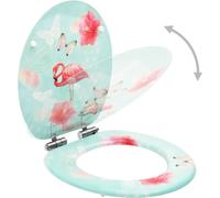 vidaXL Sièges de WC à fermeture douce, lot de 2, MDF, motif flamant rose