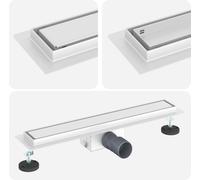 vidaXL Siphon de douche 2 en 1 argenté, 60 cm, acier inoxydable 304