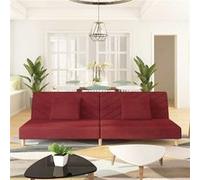 vidaXL Canapé-lit à 2 places avec deux oreillers rouge bordeaux tissu