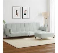 vidaXL Canapé-lit à 2 places avec repose-pied gris clair velours Gris