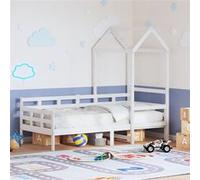 vidaXL Slaapbank met bedhuis 80x200 cm massief grenenhout wit3282327 Blanc G