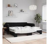 vidaXL Slaapbank met onderschuifbed 100x200 cm fluweel zwart3197074 Noir G