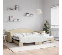 vidaXL Slaapbank met onderschuifbed 100x200 cm stof crÃmekleurig3197197 Blanc G