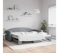 vidaXL Slaapbank met onderschuifbed 100x200 cm stof lichtgrijs3197193 Gris clair G