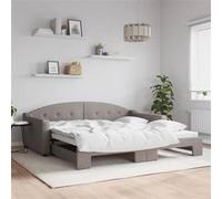 vidaXL Slaapbank met onderschuifbed 100x200 cm stof taupe3197538 Taupe G
