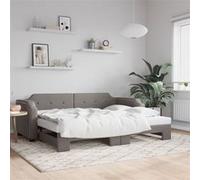 vidaXL Slaapbank met onderschuifbed 100x200 cm stof taupe3197642 Taupe G