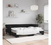 vidaXL Lit de Jour avec Lit Gigogne, Canapé-lit, Lit d'Invité, Meuble de Chambre à Coucher Salle de Séjour, Moderne, Noir 80x200 cm Velours
