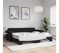 vidaXL Lit de jour avec gigogne sans matelas noir 90x200 cm