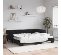 vidaXL Lit de jour avec gigogne sans matelas noir 90x200 cm