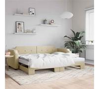 vidaXL Lit de jour avec gigogne sans matelas crème 90x200 cm
