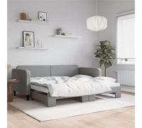 vidaXL Lit de jour avec lit gigogne gris clair 90x200 cm tissu 3196816
