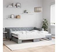 vidaXL Lit de Jour avec lit gigogne Gris Clair 90x200 cm Tissu, canapé-lit, canapé-lit Confortable, lit de Jour gigogne, lit d'appoint