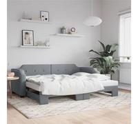 vidaXL Slaapbank met onderschuifbed 90x200 cm stof lichtgrijs3197634 Gris G