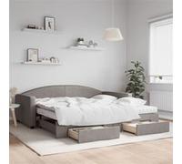 vidaXL Slaapbank met onderschuifbed en lades 100x200 cm stof taupe3197250 Taupe G