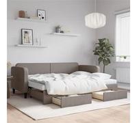 vidaXL Slaapbank met onderschuifbed en lades 80x200 cm stof taupe3196868 Taupe G