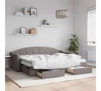 vidaXL Slaapbank met onderschuifbed en lades 80x200 cm stof taupe3197564 Taupe G