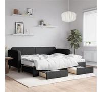 vidaXL Slaapbank met onderschuifbed en lades 90x190 cm stof zwart3196882 Noir G