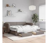 vidaXL Slaapbank met onderschuifbed en lades 90x200 cm stof taupe3196873 Taupe G