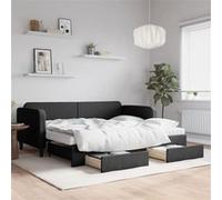 vidaXL Slaapbank met onderschuifbed en lades 90x200 cm stof zwart3196872 Noir G